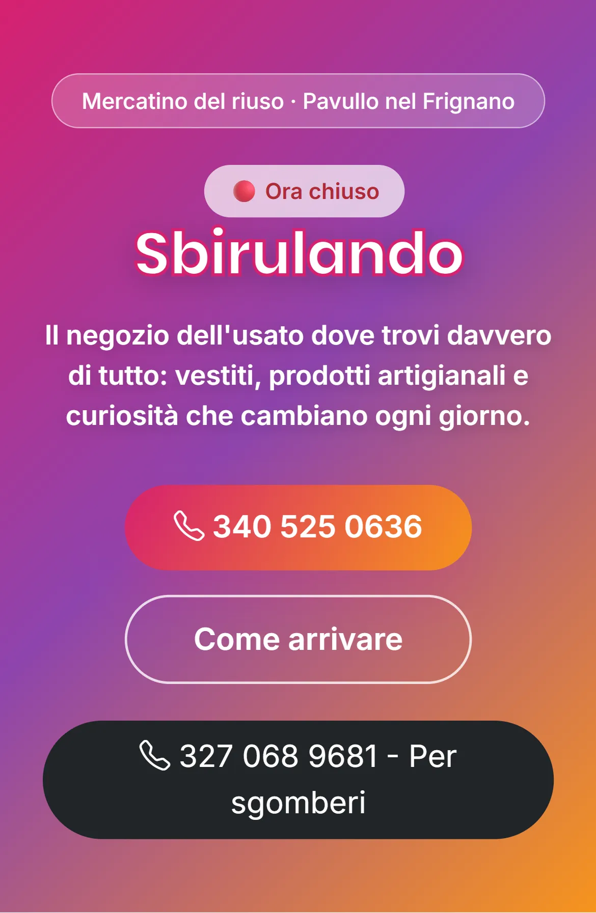 Il sito Sbirulando visto da smartphone